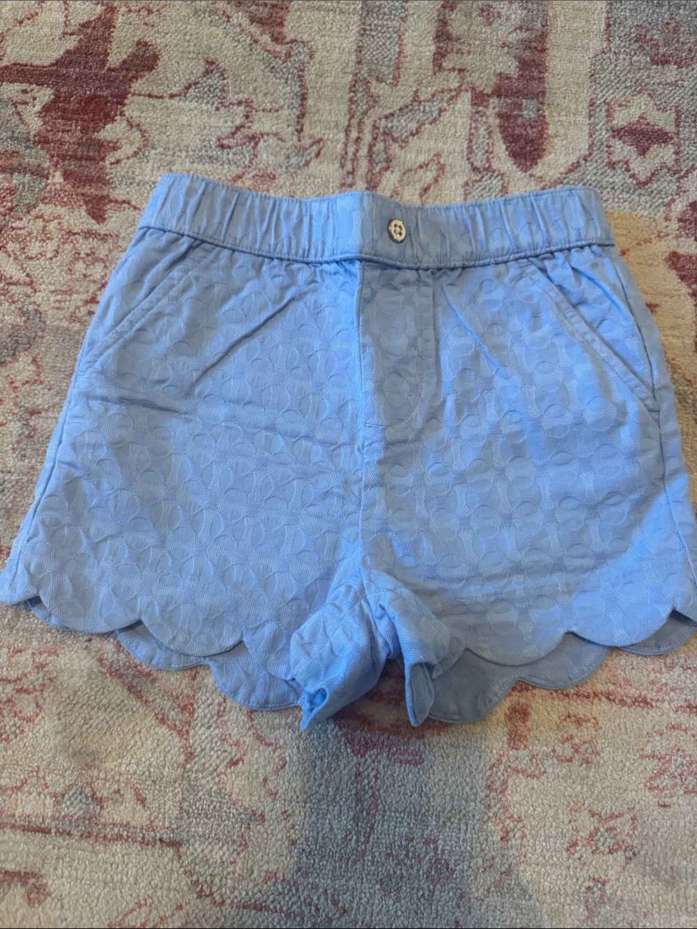 crown & ivy Light Blue Eyelet Scalloped Hem Girls' Shorts